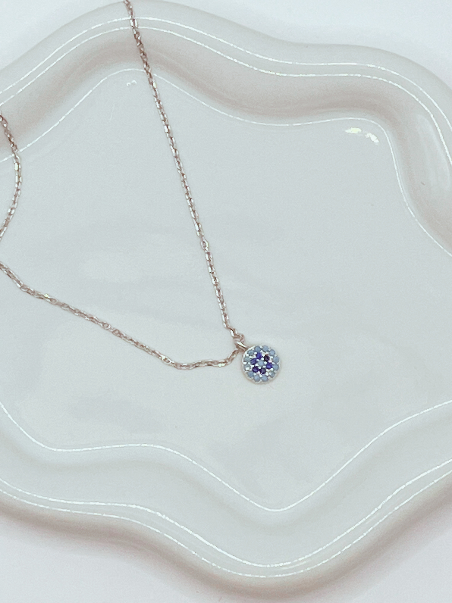 Sterling Silver Necklace with Small Evil Eye Pendant