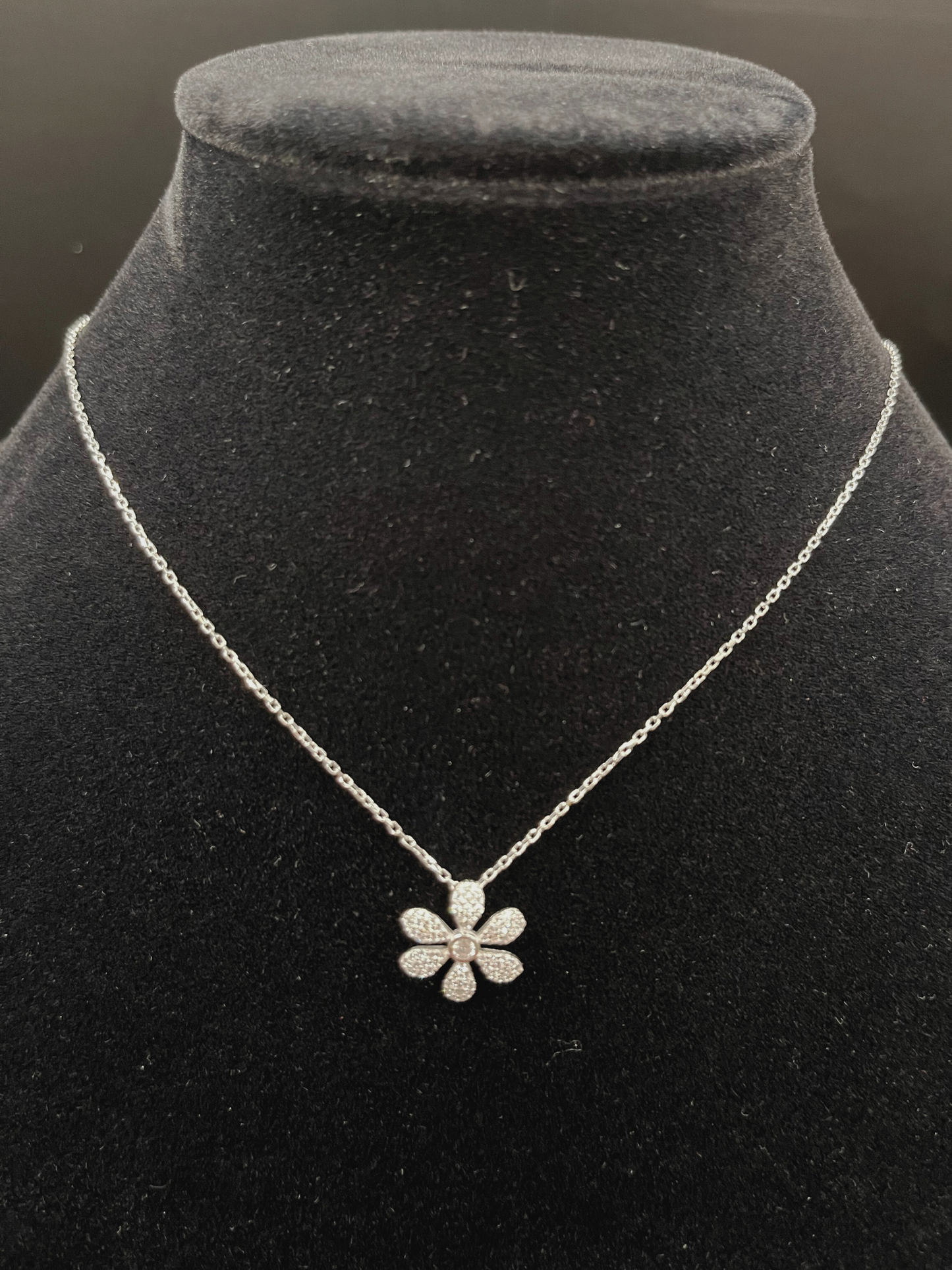 Sterling Silver Necklace with a Flower Pendant