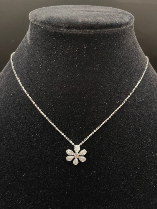 Sterling Silver Necklace with a Flower Pendant