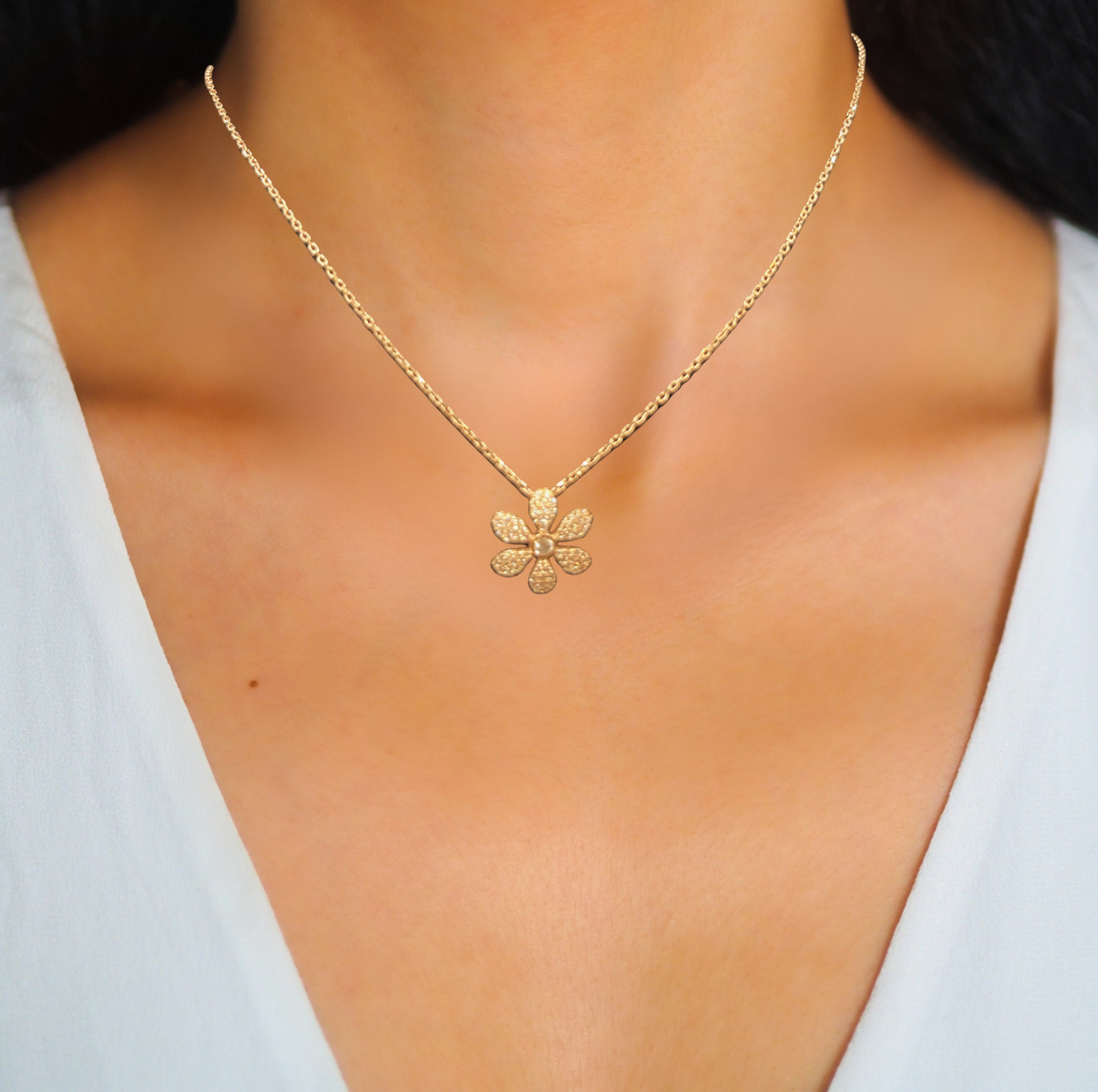 Rose Gold Necklace with Flower Pendant
