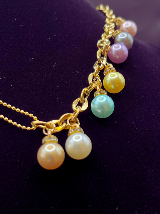 Split Necklace with Pastel Pearls