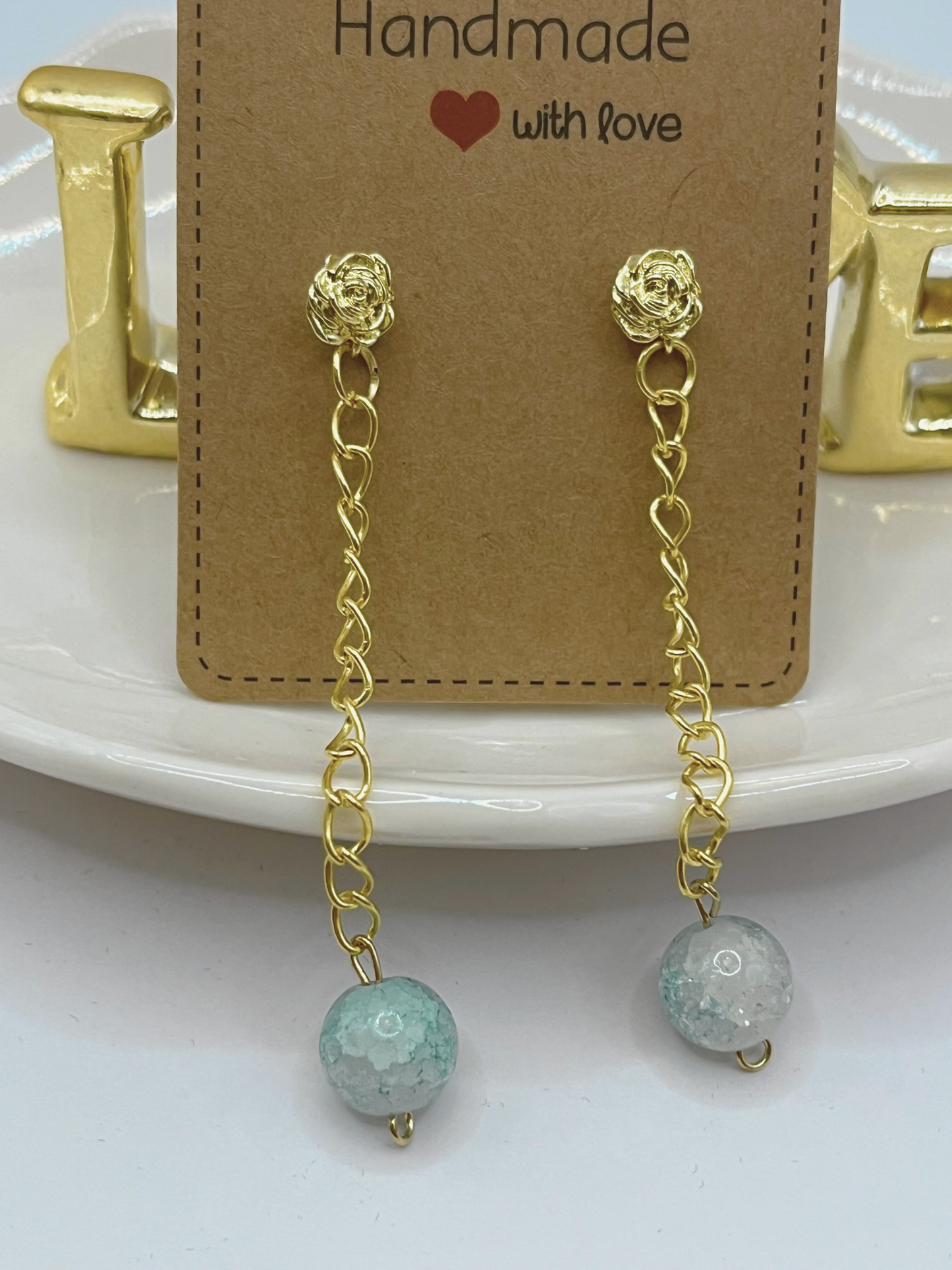 Long Aqua Earrings