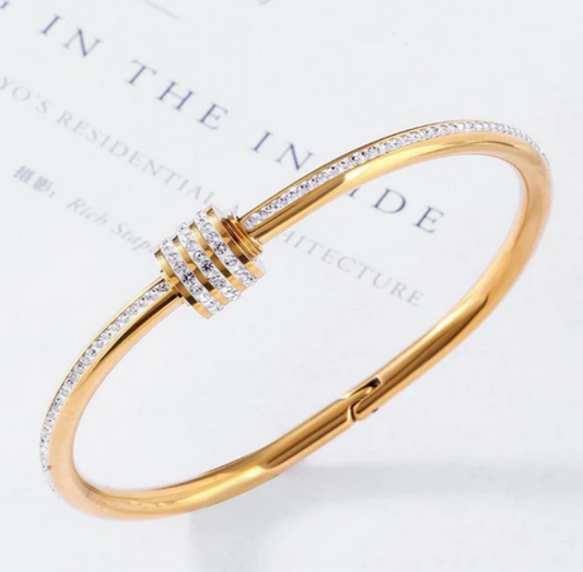 18K Gold Plated Bangle with Zirconia