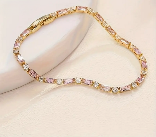 18K Gold Plated 925 Silver Bracelet with Moissanite Stones