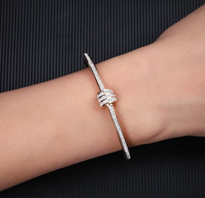 18K Gold Plated Bangle with Zirconia