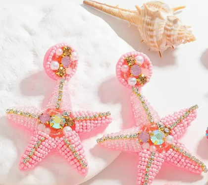 Beaded Starfish Earrings