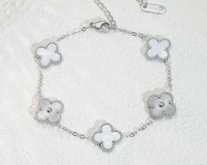 18K Gold Plated Clover Bracelet with Mother of Pearl