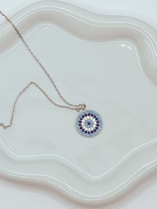 Sterling Silver with Large Evil Eye Pendant