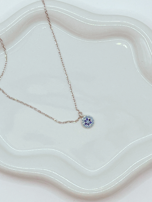 Sterling Silver Necklace with Small Evil Eye Pendant