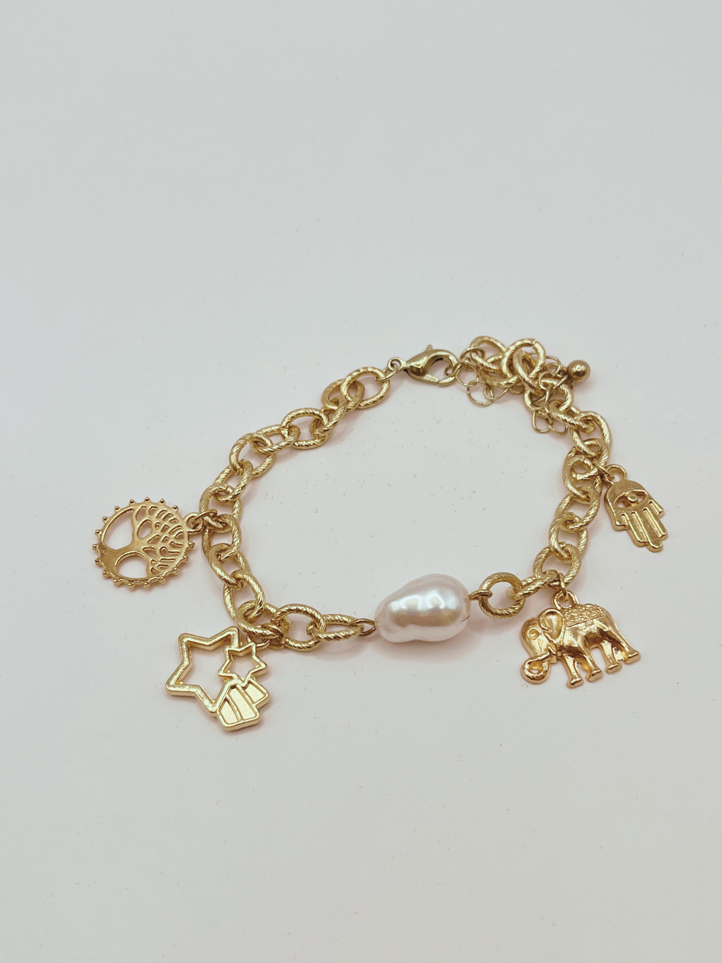 Golden Charm Bracelet with Elephant
