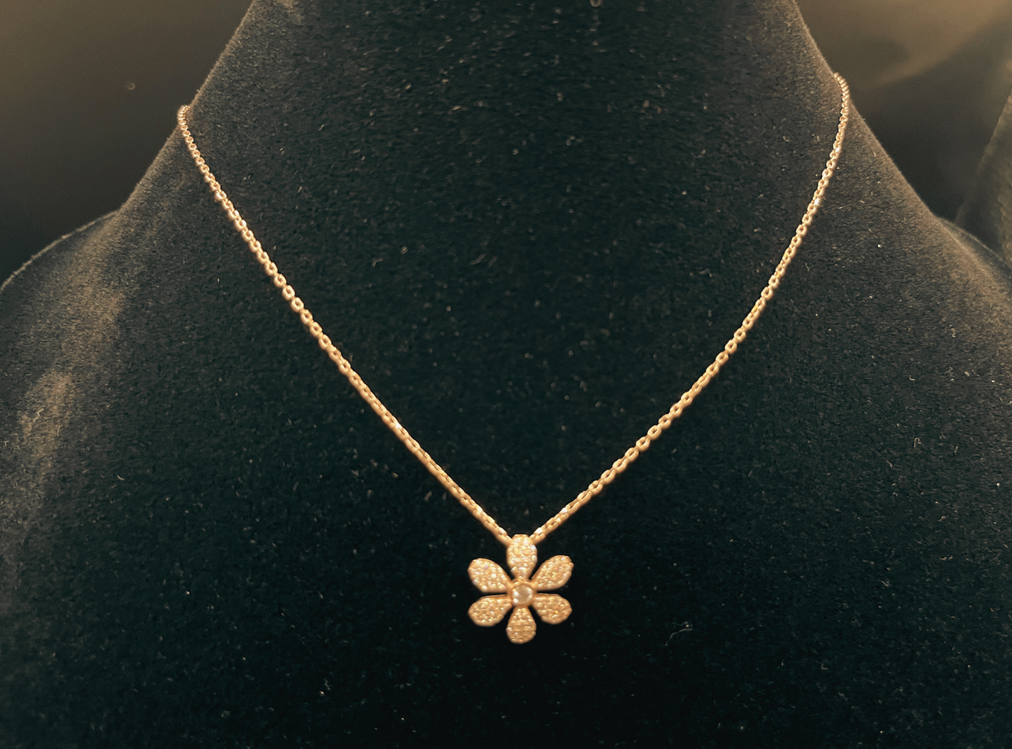 Rose Gold Necklace with Flower Pendant