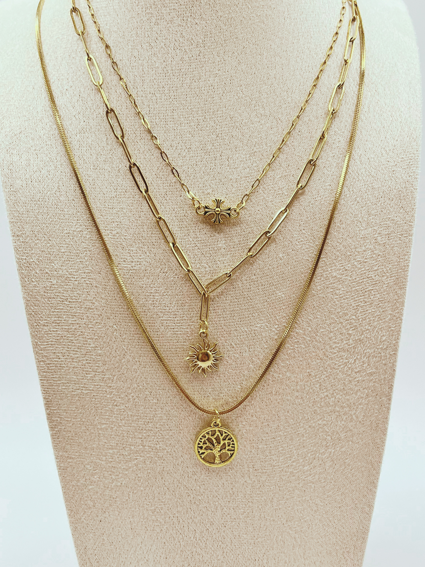 3 Strand Charm Necklace