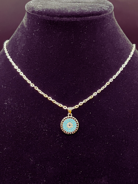 Light Blue Evil Eye Necklace