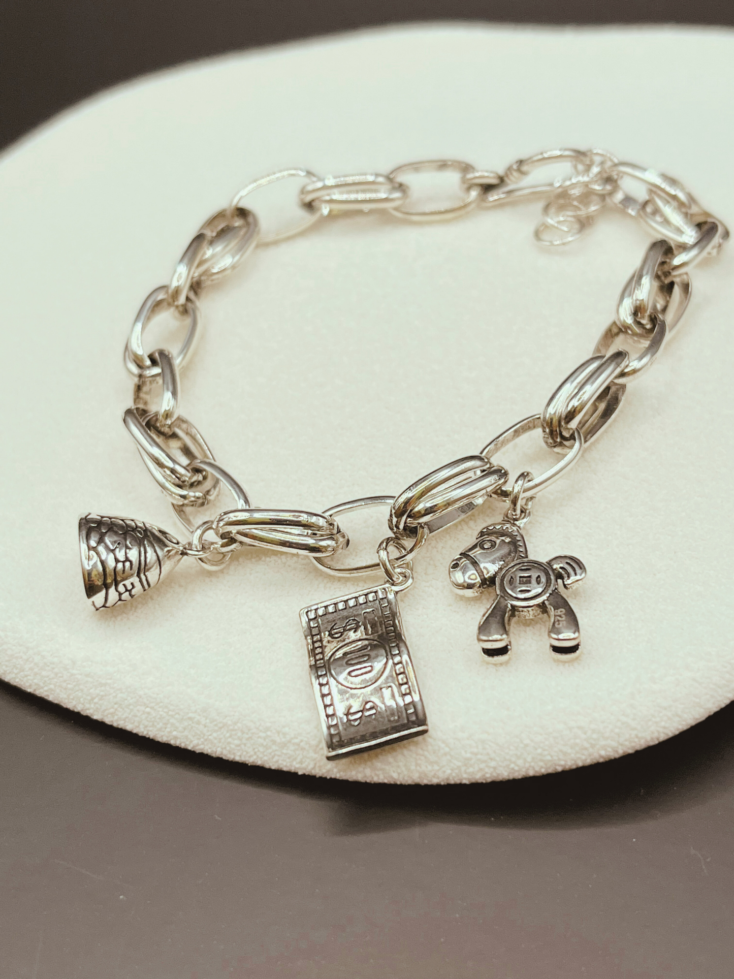 Silvery Good Luck Charms Bracelet