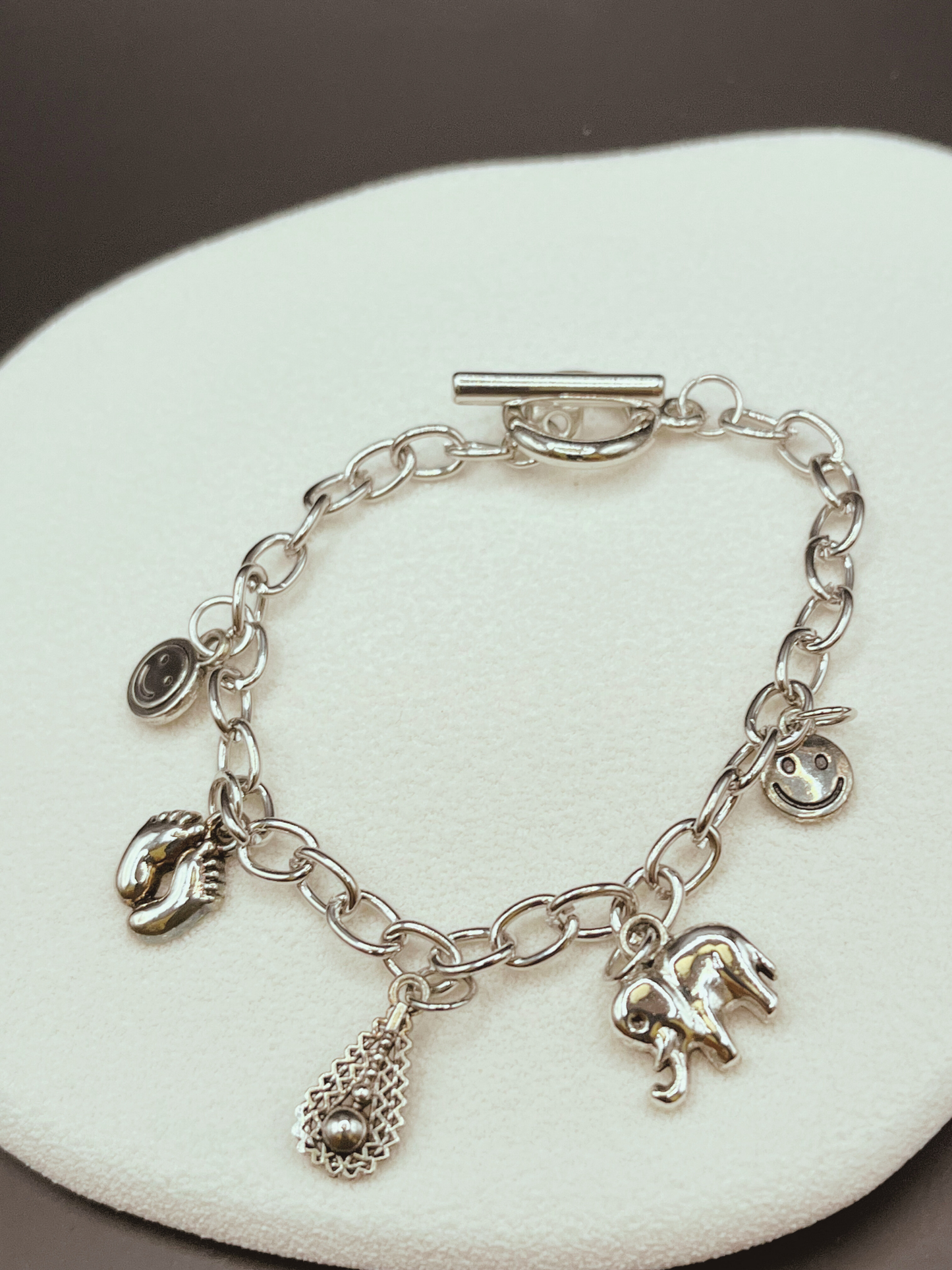 Silvery Charm Bracelet with Elephant
