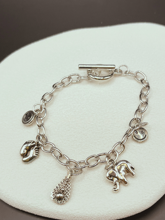 Silvery Charm Bracelet with Elephant