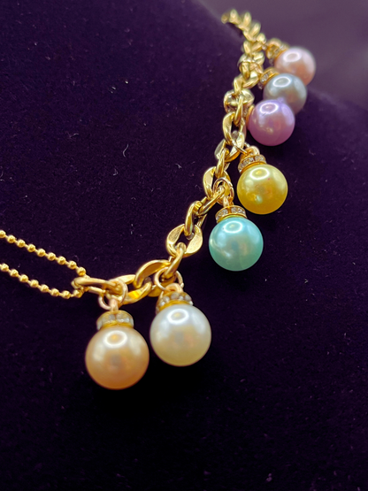 Split Necklace with Pastel Pearls