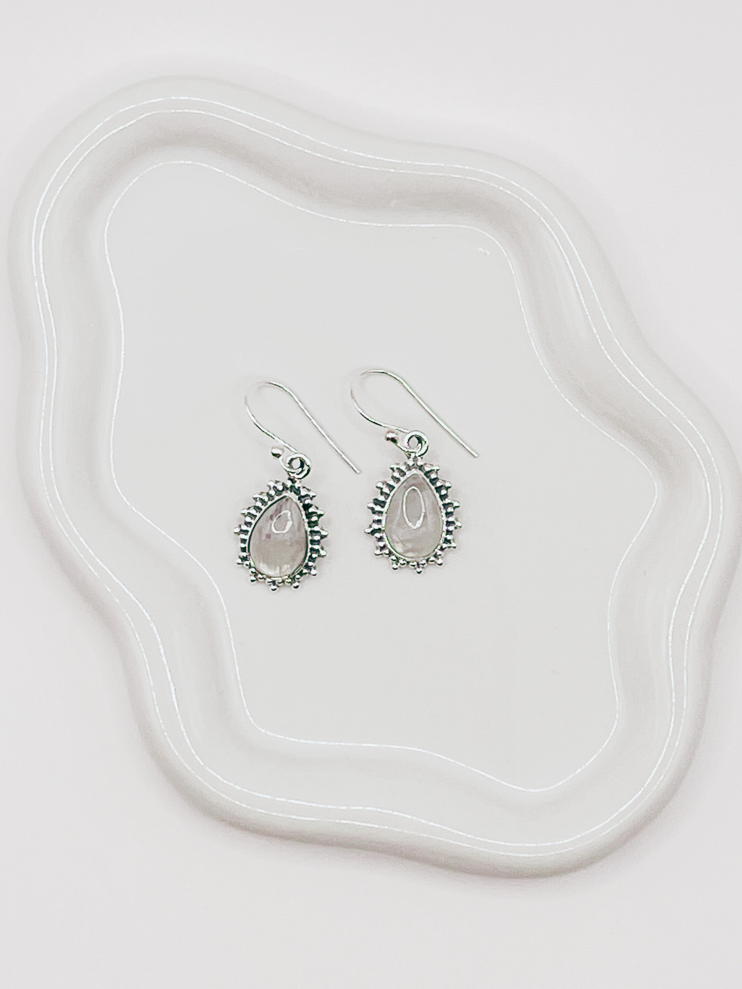 Sterling Silver Teardrop Earrings with Natural Stone