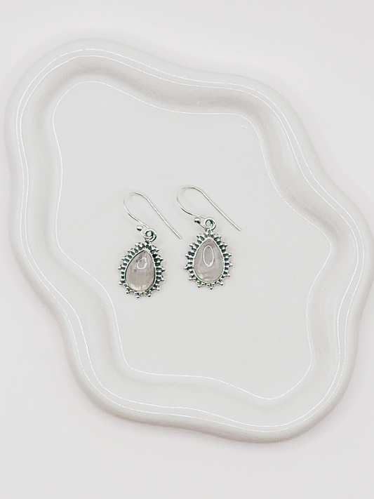 Sterling Silver Teardrop Earrings with Natural Stone