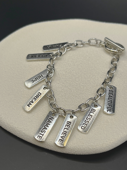 Positivity Rectangular Charm Bracelet