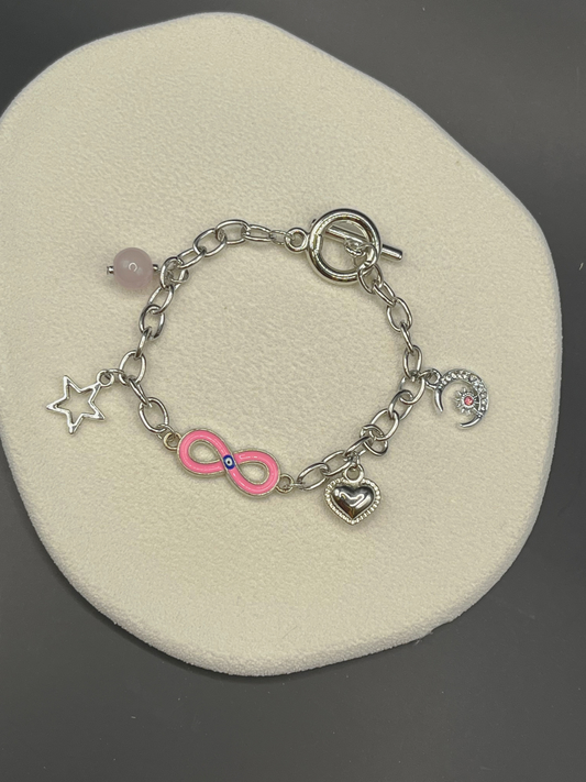 Pink Infinity Charm Bracelet