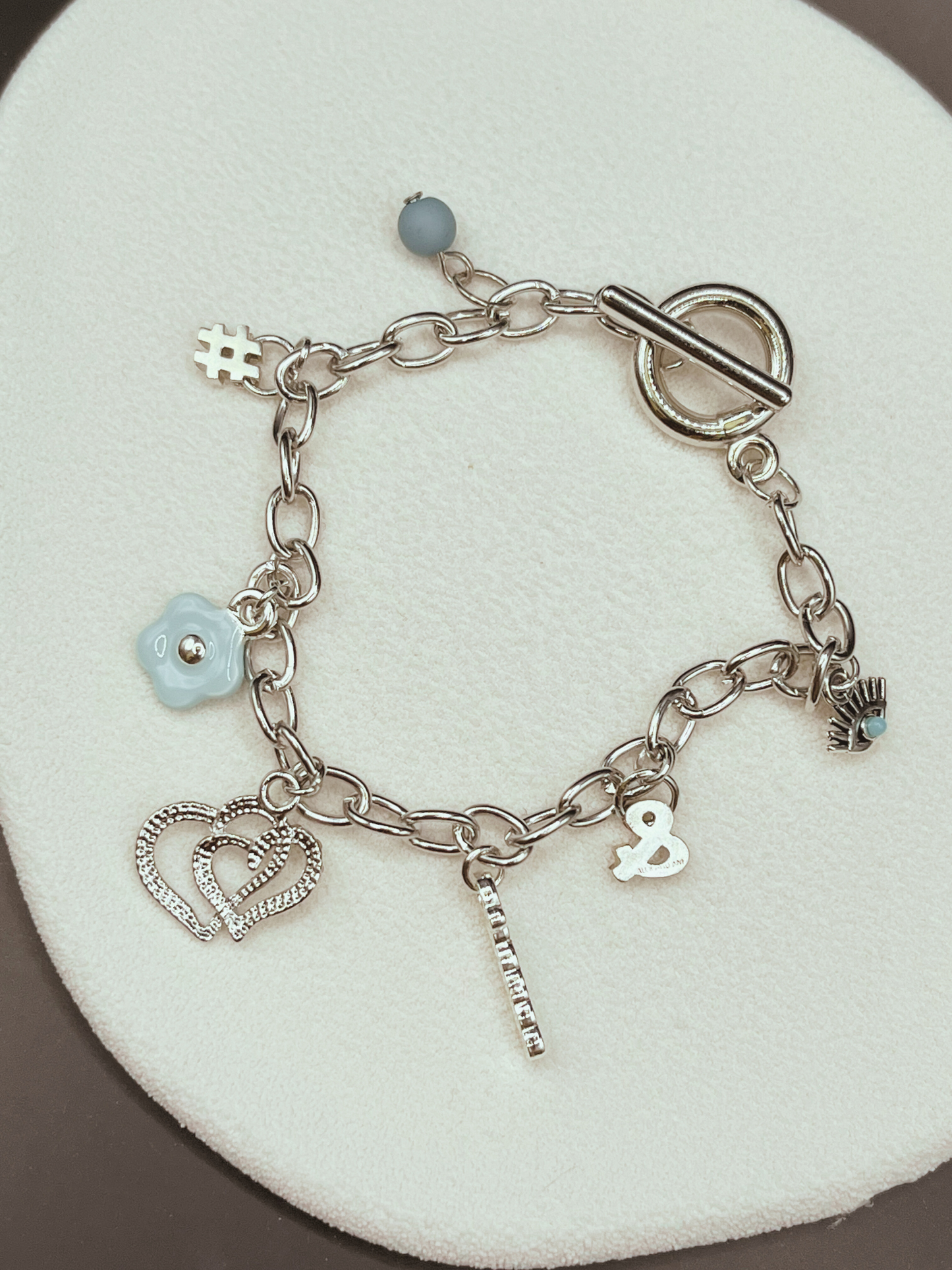 Light Blue Flower Charm Bracelet