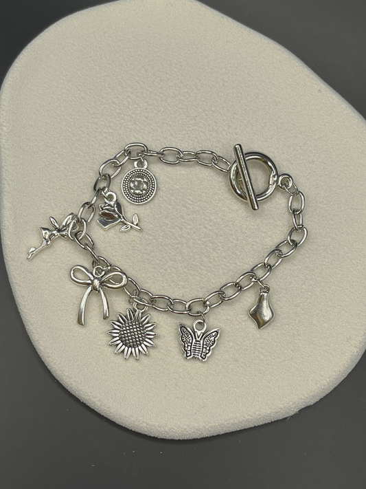 Sunflower/Butterfly Charm Bracelet