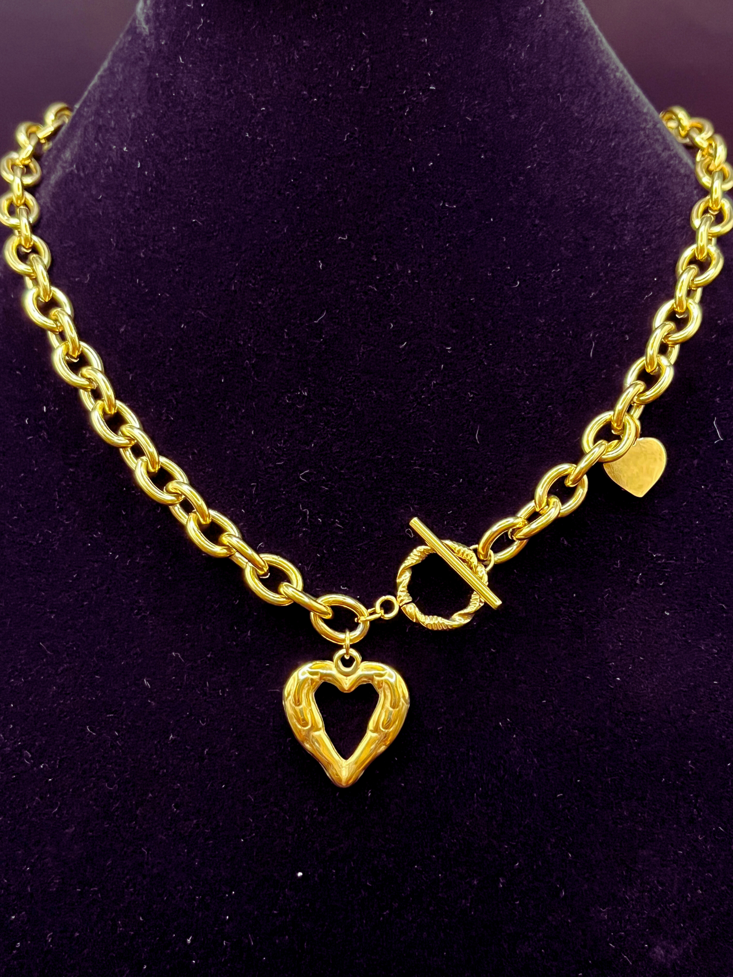 Golden Open Heart Toggle Necklace