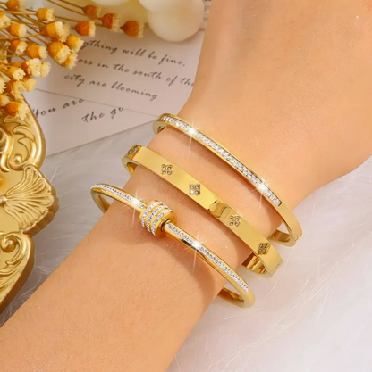 Stainless Steel Gold Bangles - Set of 3