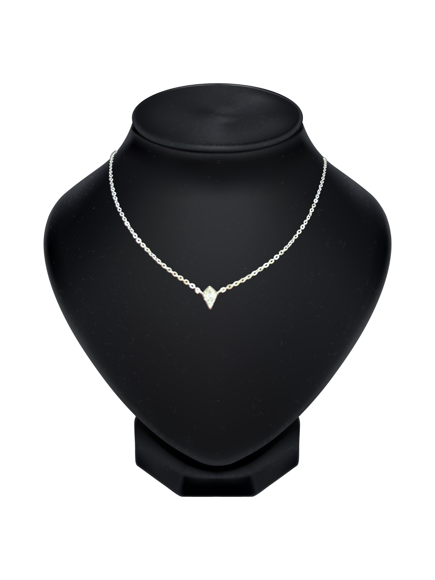 Sterling silver necklace with a diamond shape charm