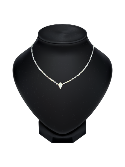 Sterling silver necklace with a diamond shape charm