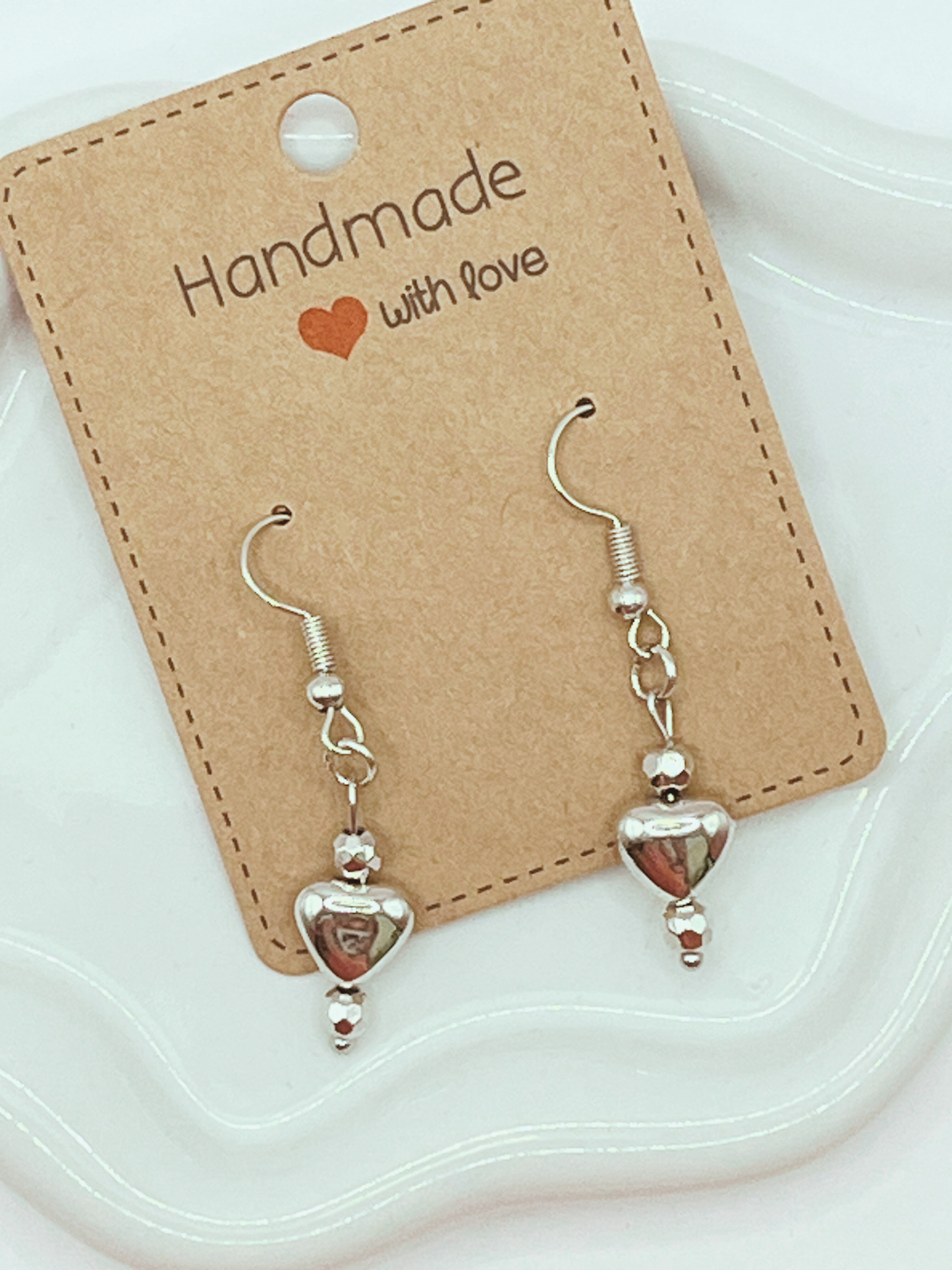 Silver Color Heart Earrings