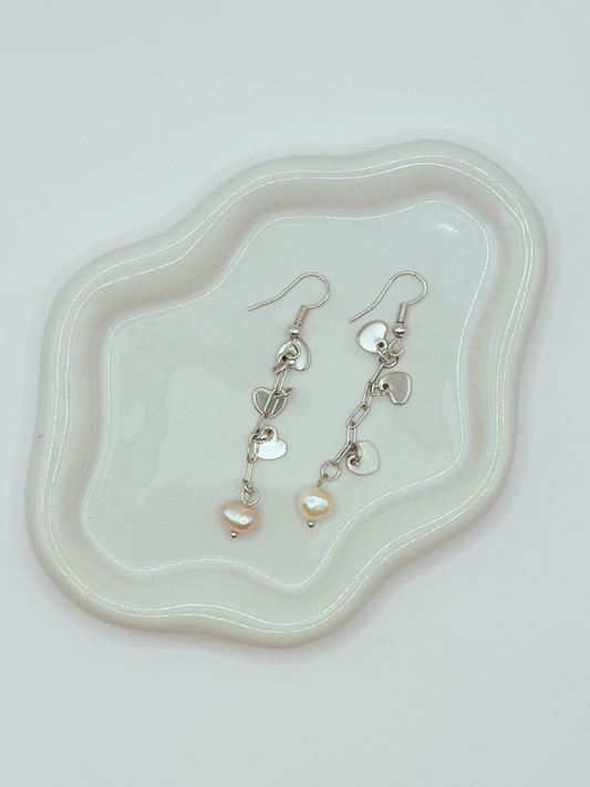 Silvery and Freshwater Pearls Earrings