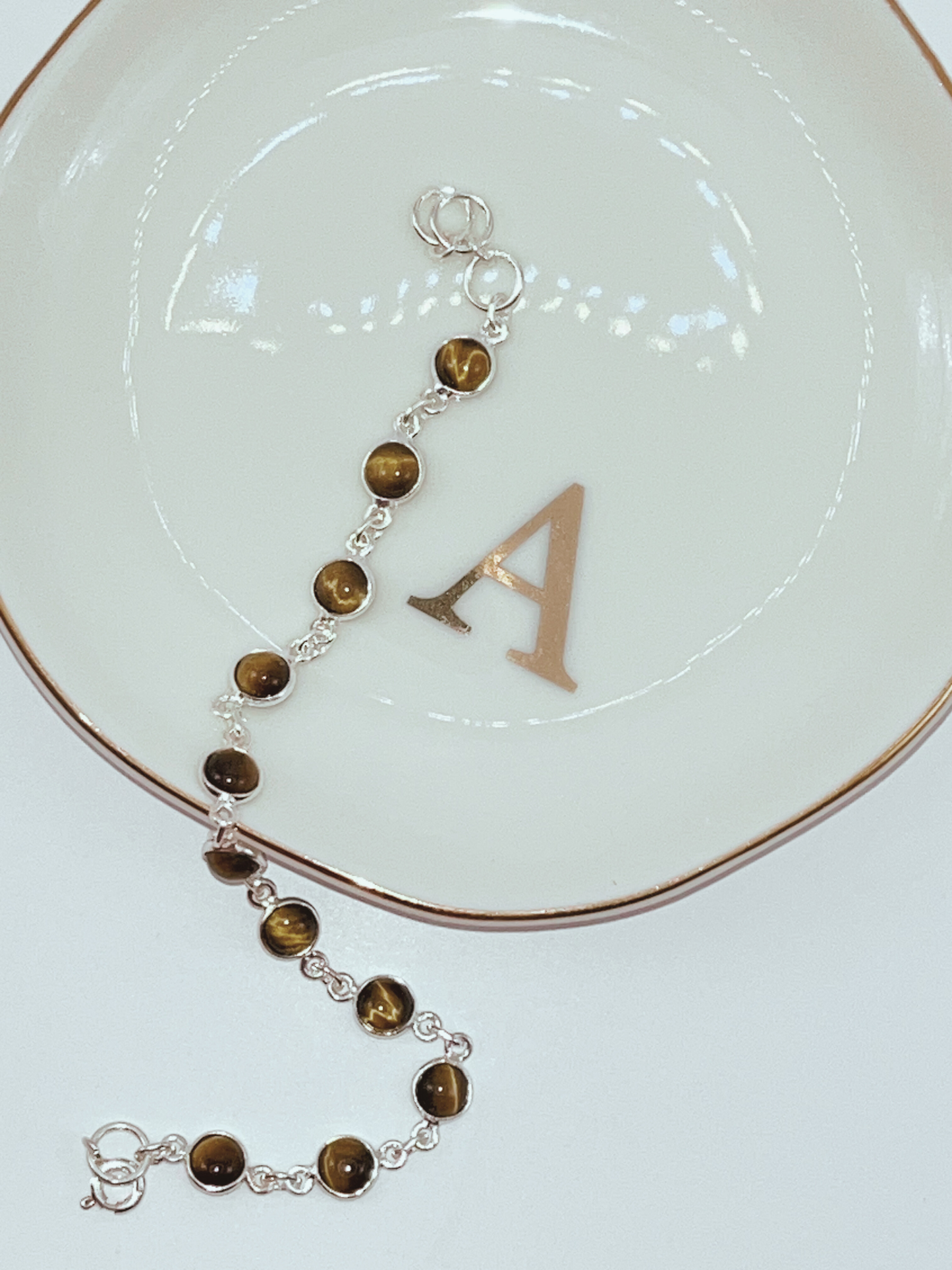 Sterling Silver Bracelet with Tiger Eye Stones