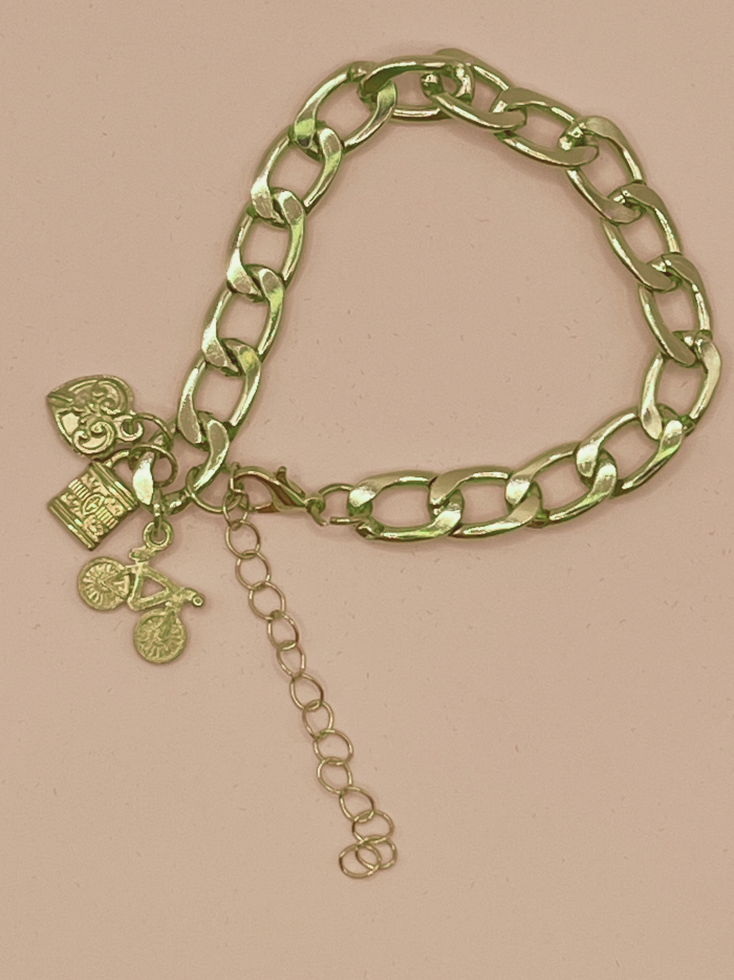 Simple Golden Bracelet with 3 Charms