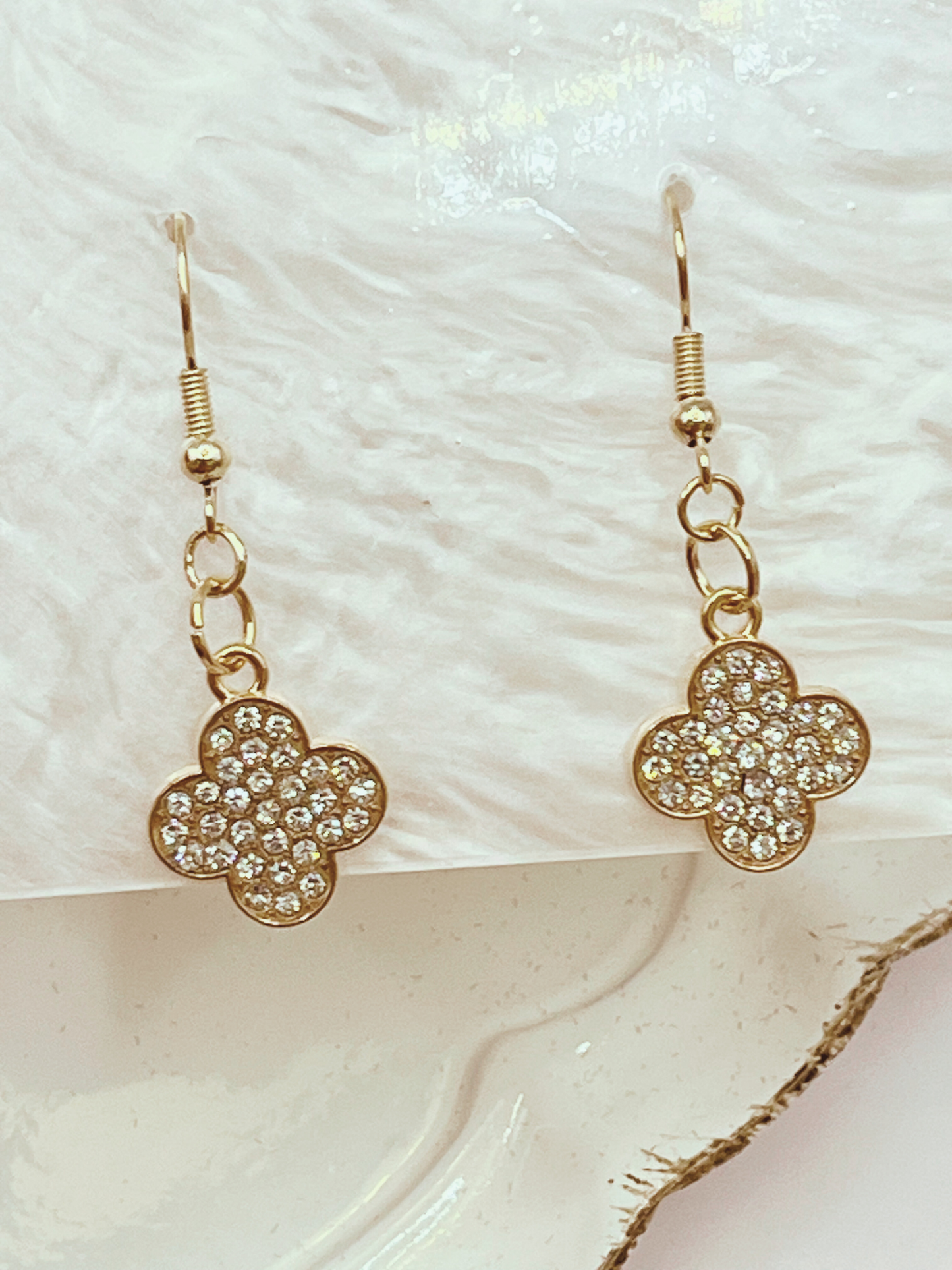 Golden Clover Sparkly Earrings