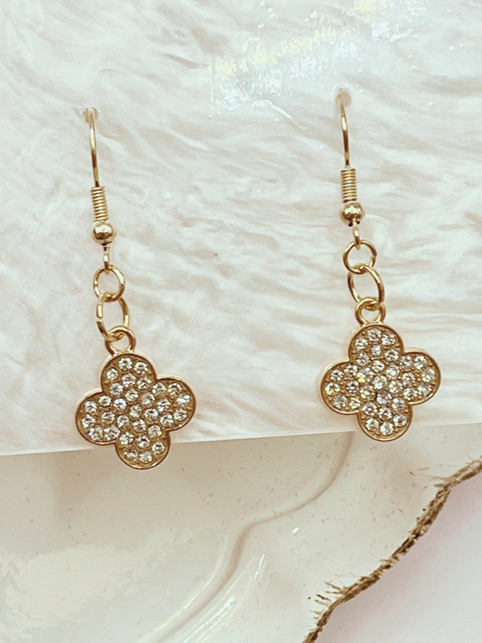 Golden Clover Sparkly Earrings