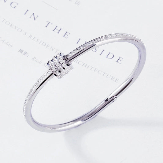 18K Gold Plated Bangle with Zirconia