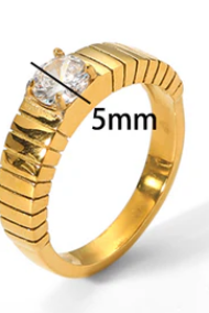 18K Gold Plated Band with a Clear Stone