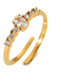 18K Gold Plated Dainty Solitaire Ring