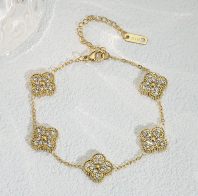 18K Gold Plated Clover Bracelet