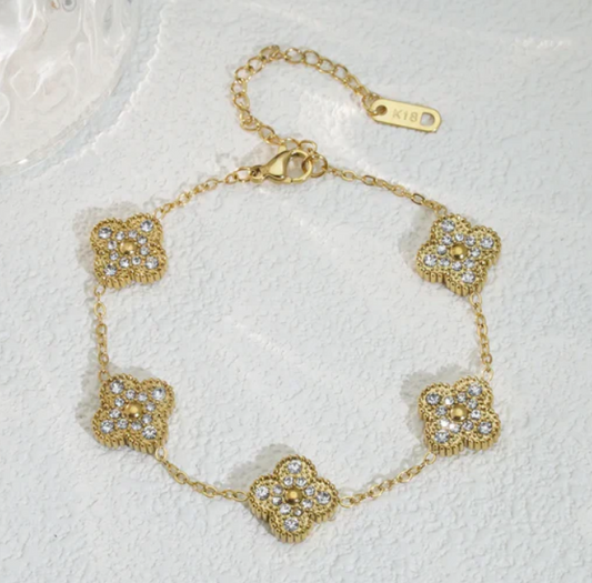 18K Gold Plated Clover Bracelet