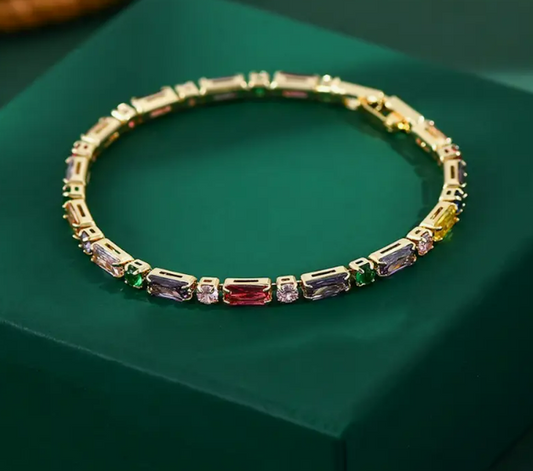 18K Gold Plated 925 Silver Bracelet with Moissanite Stones