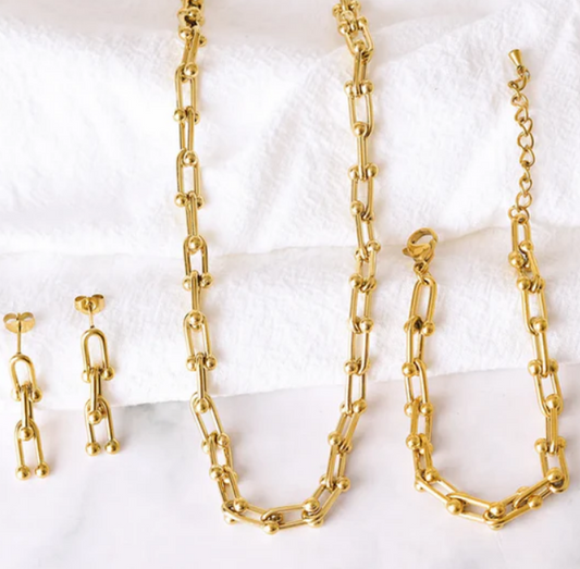 18K Gold Plated U-Shape Set