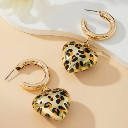 Leopard Heart Earrings