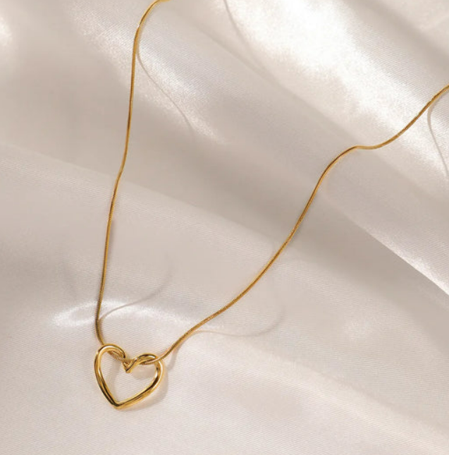 18K Gold Plated Open Heart Necklace
