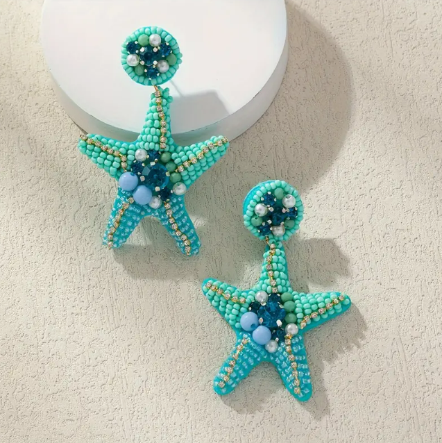 Beaded Starfish Earrings
