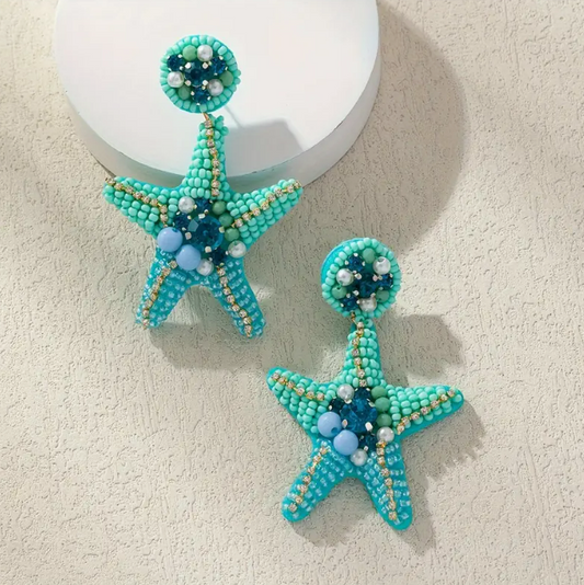 Beaded Starfish Earrings