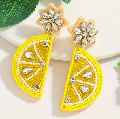 Beaded Lemon Earrings