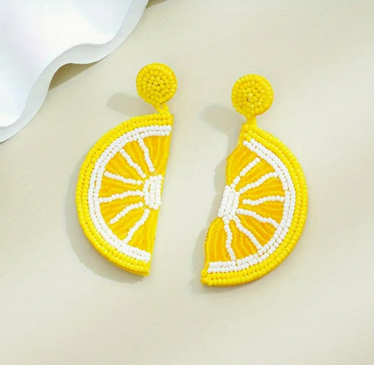 Beaded Lemon Earrings